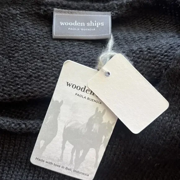Wooden Ships Sweater Champagne Please Wool Mohair Black Boxy Size S/M New X21 - Picture 12 of 13